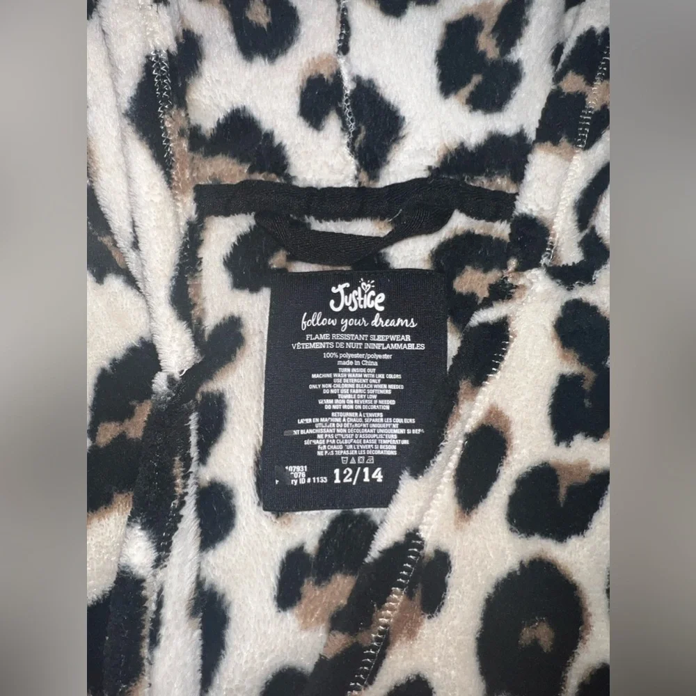 Justice Cheetah Print Plush Bath Robe Y2K Size 12/14
